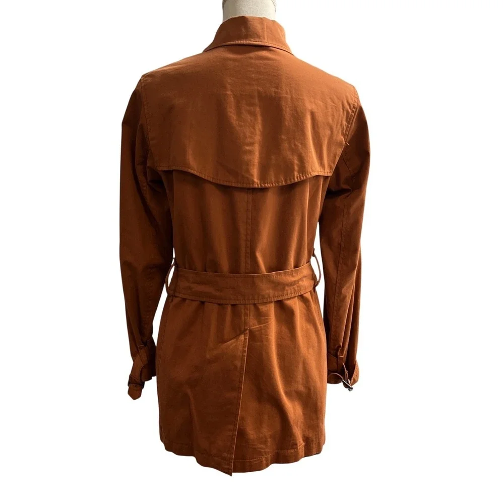 Burberry Josi Trench Coat Orange Nova Check Womens 4 Classic Preppy Old Money - Picture 2 of 16